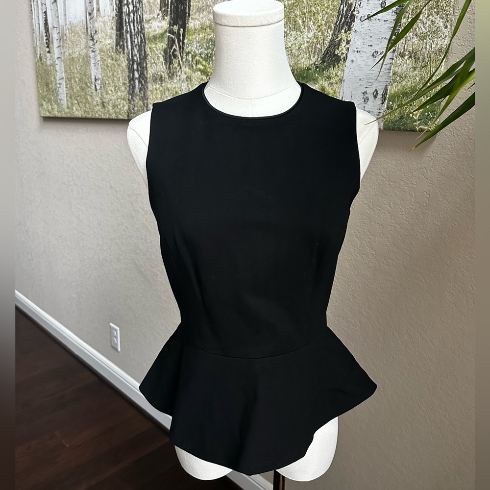 Flora Bea NYC | Black Peplum Sleeveless Top with zipper | Small